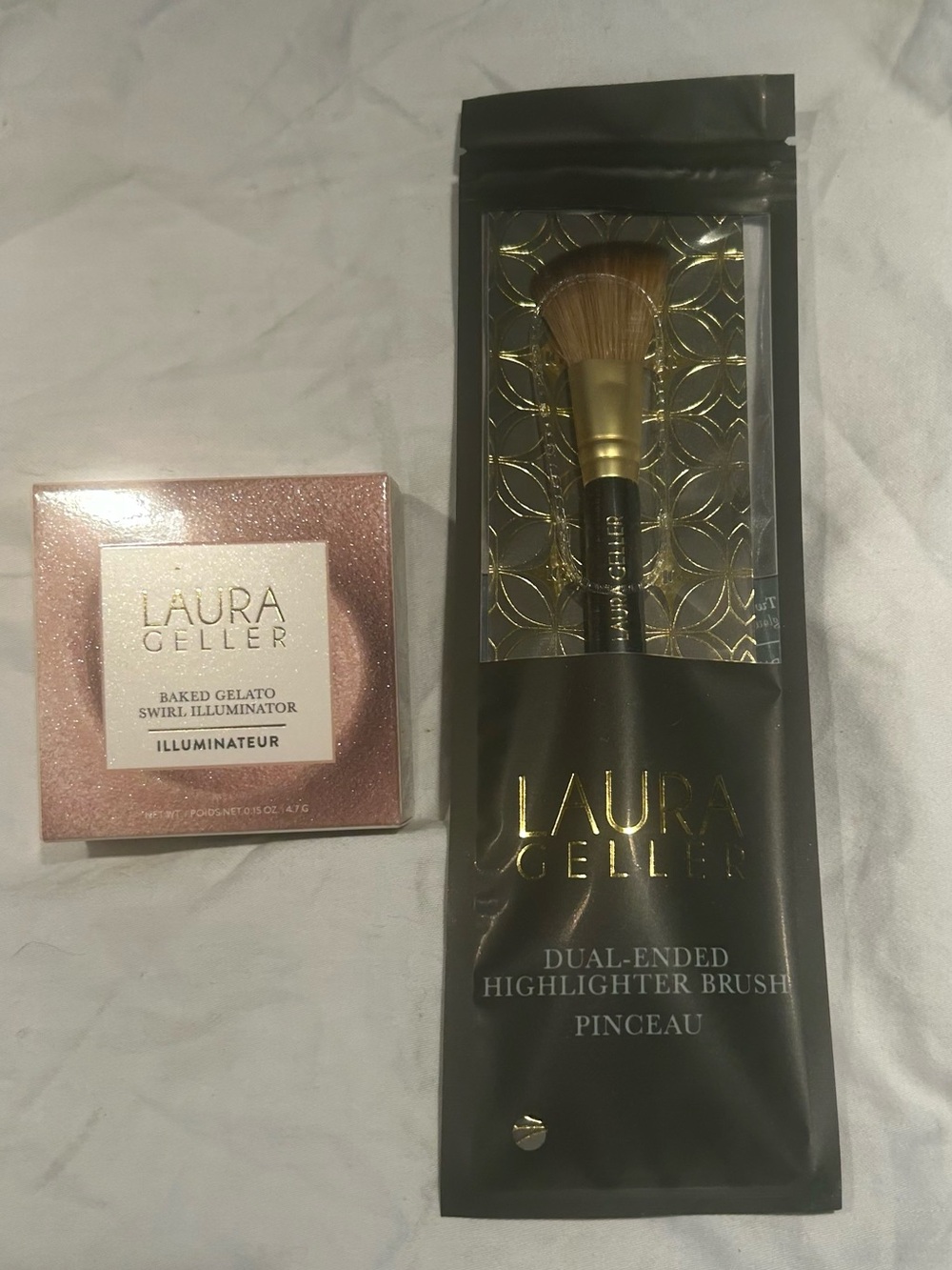 LAURA GELLER baked gelato swirl illuminator + dual ended highlighter brush